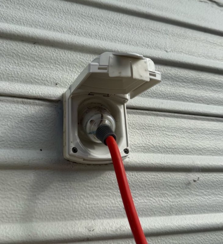 New caravan power inlet fitted at Shelly Beach