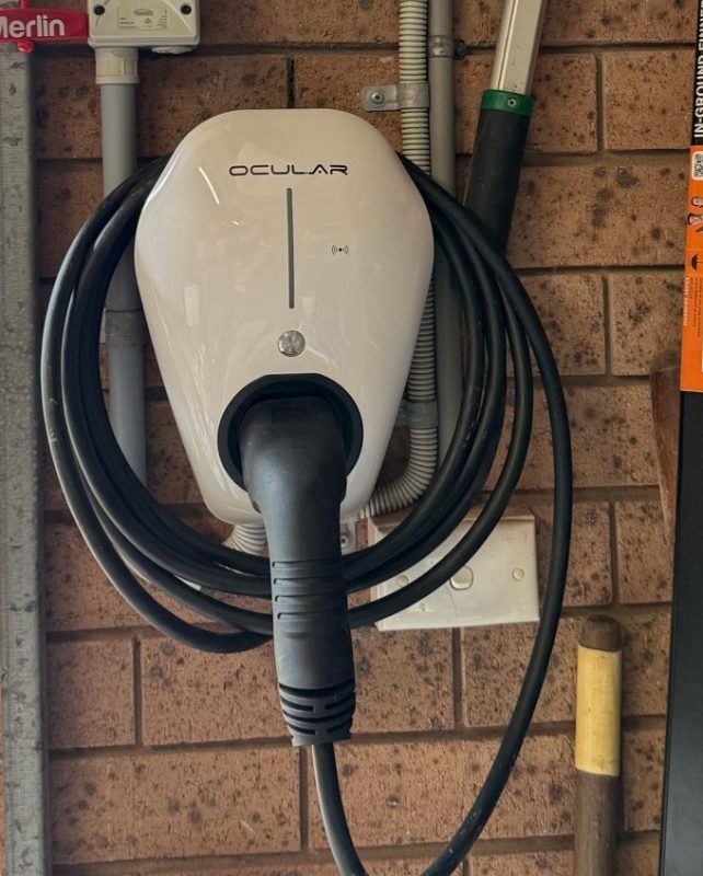 EV charger installed on the garage wall in Terrigal